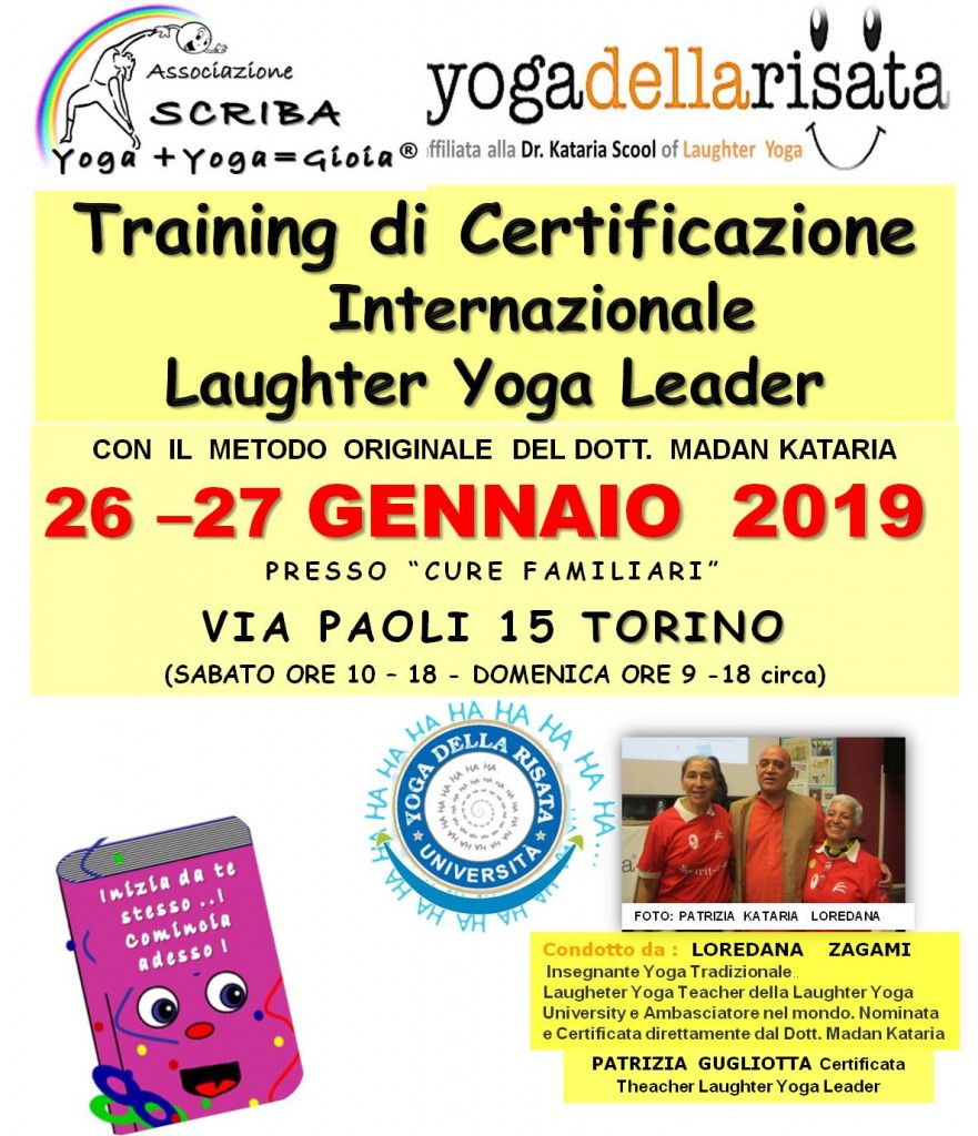 GENNAIO 2019 certificazione internazionale yoga della risata TORINO