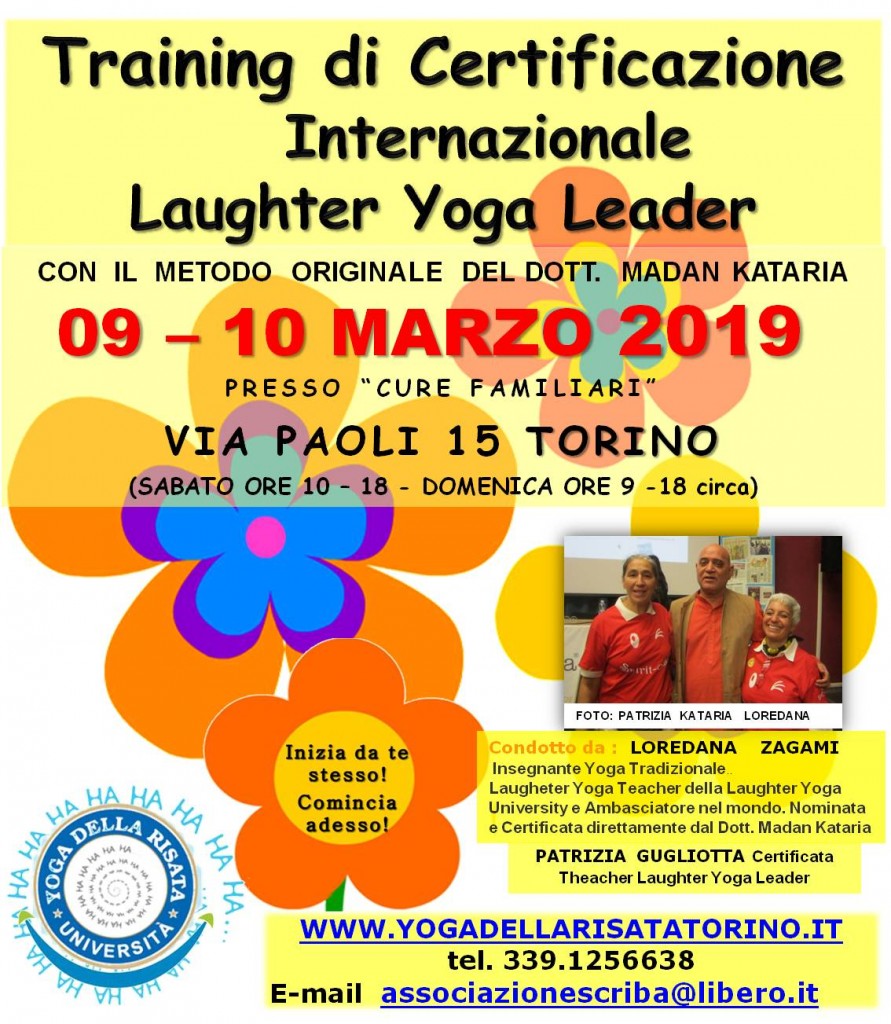 MARZO 2019 certificazione internazionale yoga della risata TORINO