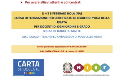 Certificazione Leader Yoga della risata in Presenza anche con Carta Docente – Nola (NA) 4-5 Febbraio 2023
