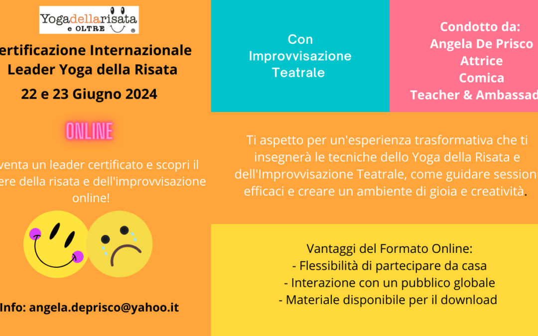 Certificazione Internazionale Leader Yoga della Risata-ONLINE-22 e 23 Giugno 2024