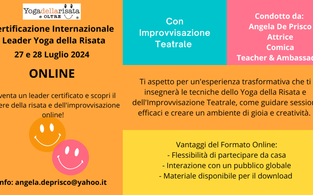 Certificazione Internazionale Leader Yoga della Risata-ONLINE-27 e 28 Luglio 2024