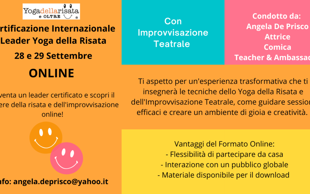 Certificazione Internazionale Leader Yoga della Risata-ONLINE-28 e 29 SETTEMBRE 2024