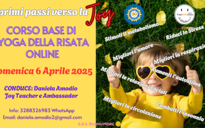 I PRIMI PASSIO VERSO LA JOY -Corso Base di Yoga della Risata Online – Domenica 6 Aprile 2025