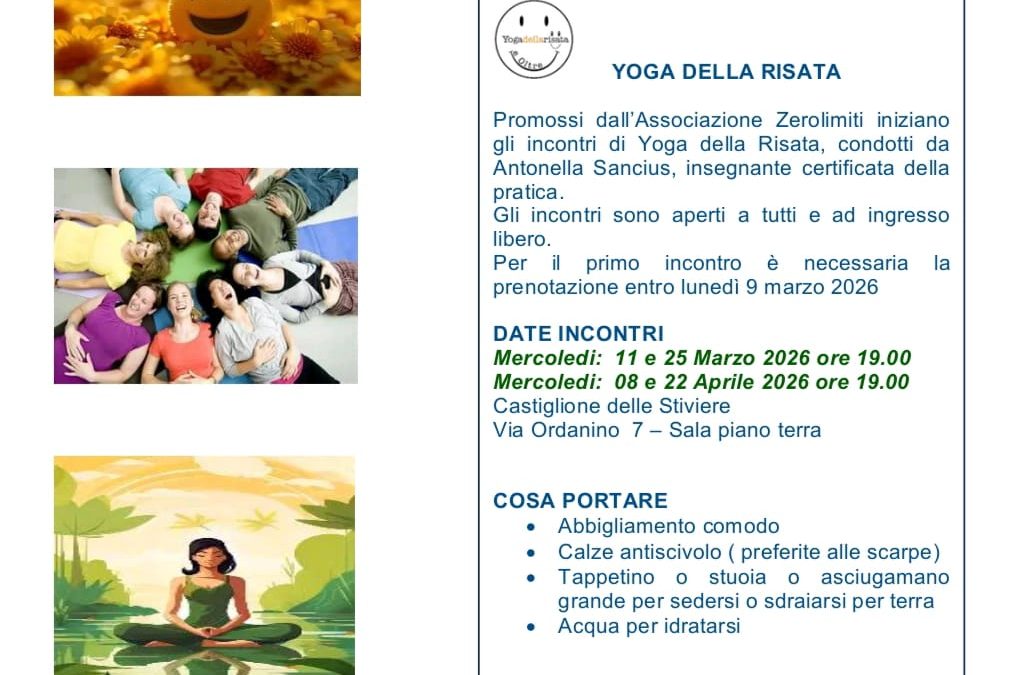 Incontri di Yoga della Risata – 11 e 25 Marzo – 8 e 22 Aprile 2026 – Castiglione delle Stiviere (Mantova)
